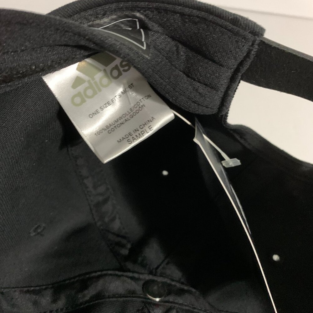 Adidas Hat Golf Adjustable Faux Leather Strap Black White Cap One Size Fits Most - Picture 9 of 9